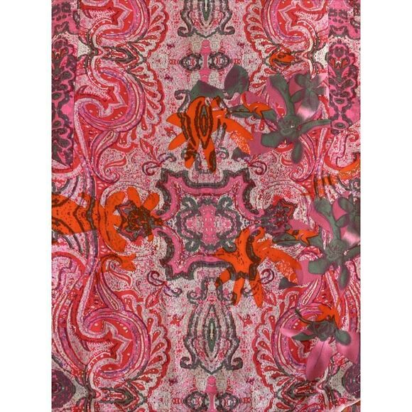 Womens CAbi Top Sleeveless Lined Silky Tunic Blouse Abstract Pink Orange Small - Picture 3 of 10